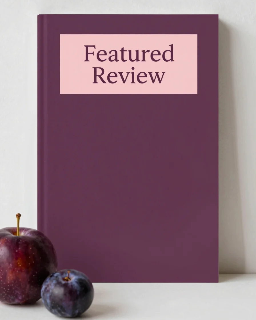Portrait 2:3 book-cover placeholder, plain plum card with a soft
