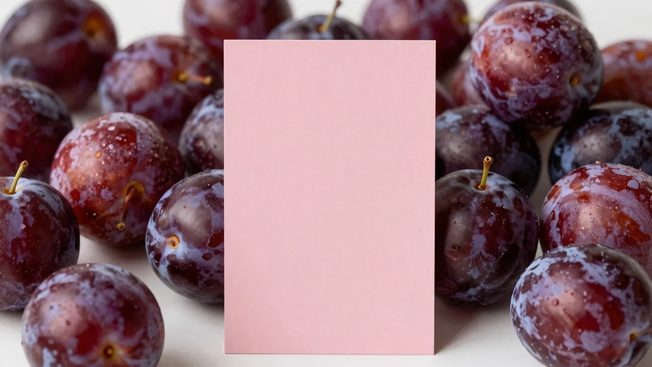 Portrait 2:3 book-cover placeholder, plum card, soft rose label,