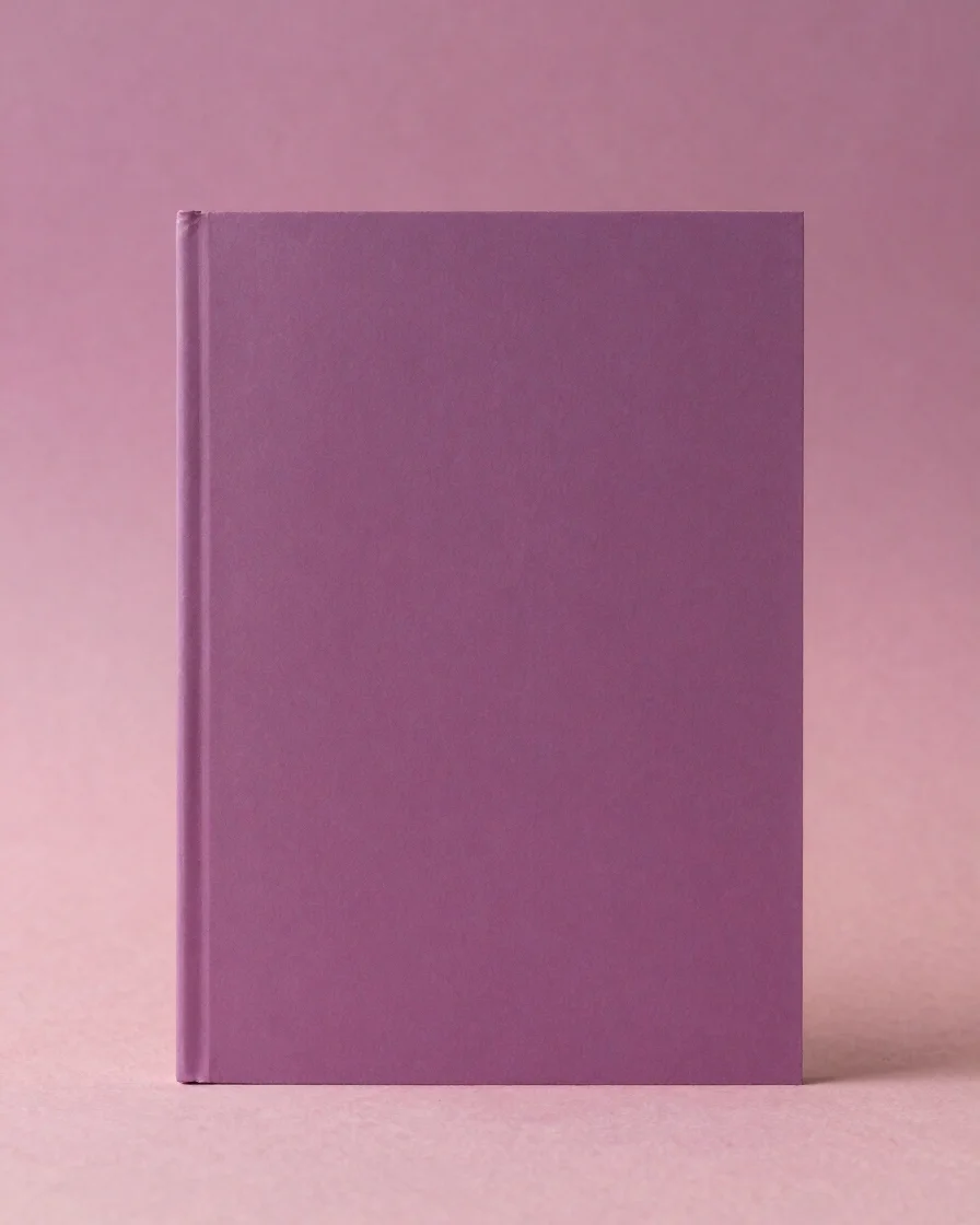 Simple portrait 2:3 book-cover placeholder in plum and rose tones